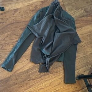 Blank NYC Grey Faux Leather Shawl/ Zip Up Jacket Size XS